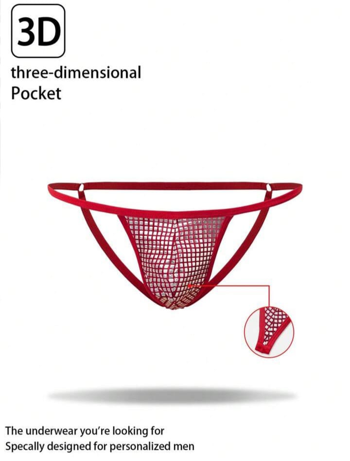 Men's Metallic Fabric Patchwork Thong Underwear